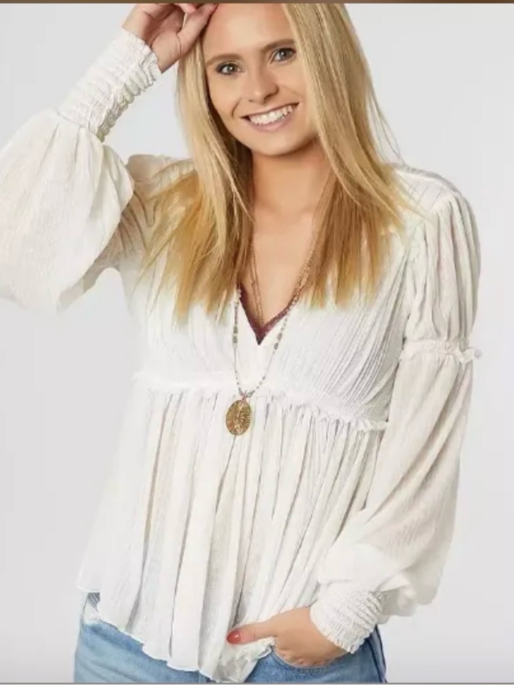 Free People Ivory Day Dreaming Blouse